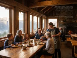Handcrafted natural timber dining room interior
