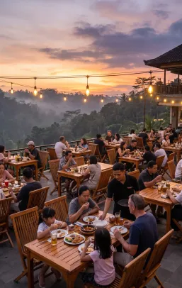 Sunset dining terrace overlooking the valley