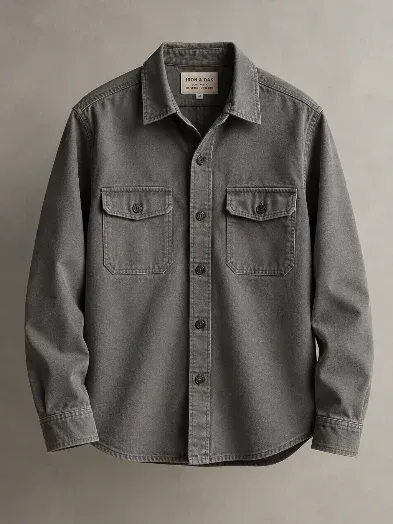 A grey canvas workwear shirt
